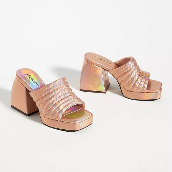 Jeffrey Campbell E-Girl Heels Rose Gold Iridescent casual classic stylish summer - Picture 1 of 8